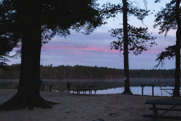Dusk over White Lake from the start/finish beach