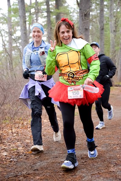 Runners in costume on the trail